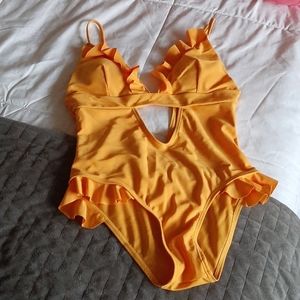 Orange one piece swimsuit